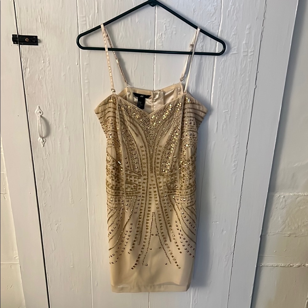 H&M Gold Sequin Sheath Mini Dress